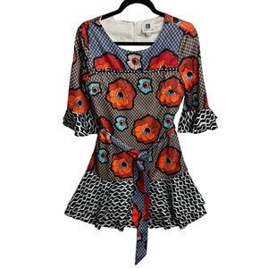 Vicky and Lucas Mixed print floral ruffle Mini Dress size Medium